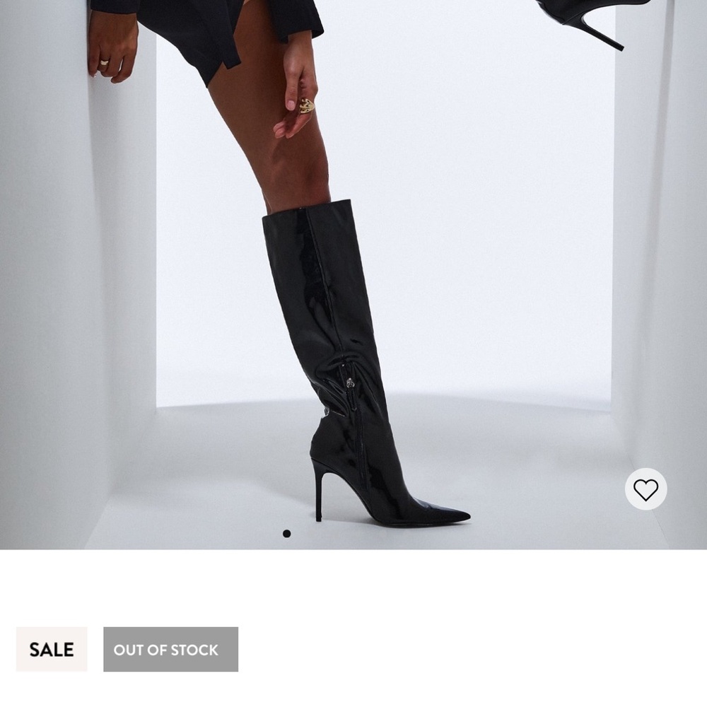 BNIB Sexy Black Patent Leather Stiletto Boots - Size 9.5 (EU size 40) - Picture 4 of 16